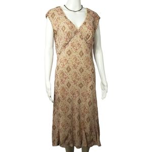 rabbit rabbit rabbit Designs Sleeveless Paisley Floral Dress, Tan Pink, Sz 10